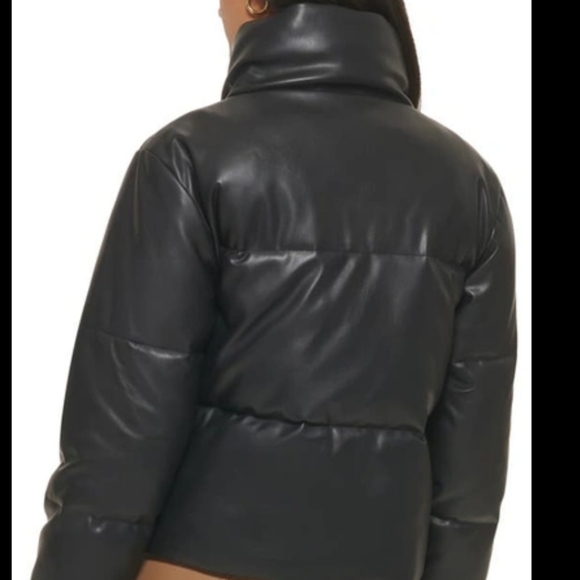 Levi’s Quilted Faux Leather Puffer Coat/Jacket Women - Picture 3 of 5